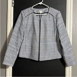 J Crew Jacquard Full Zip Blazer Size: L